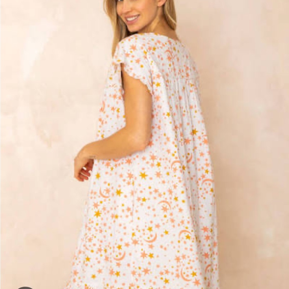 Kids Starry Night Dress - Orange and White
